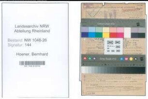 Entnazifizierung Bernhard Hoener , geb. 16.08.1892 (Angestellter)