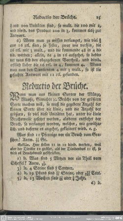 Reductio der Brüche