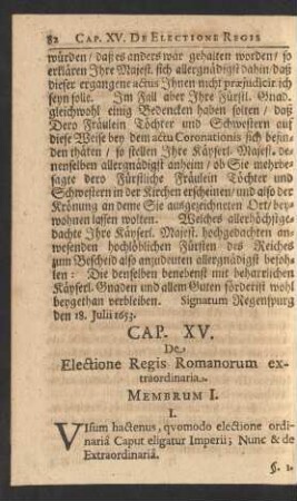 Cap. XV. De Electione Regis Romanorum extraordinaria.