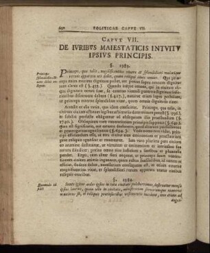 Caput VII. De Iuribus Maiestaticis Intuitu Ipsius Principis