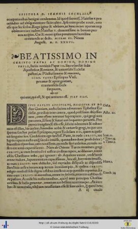 Beatissimo In Christo Patri Ac Domino, Domino Paulo, huius nominis Papæ III