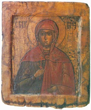 Heilige Barbara mit Kreuz und Heiligenschein