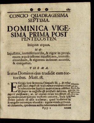 Concio Quadragesima Septima. Dominica Vigesima Prima Post Pentecosten.