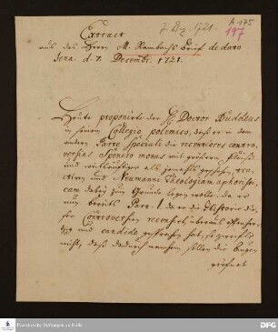 Auszug eines Briefs von Johann Jakob Rambach an August Hermann Francke.