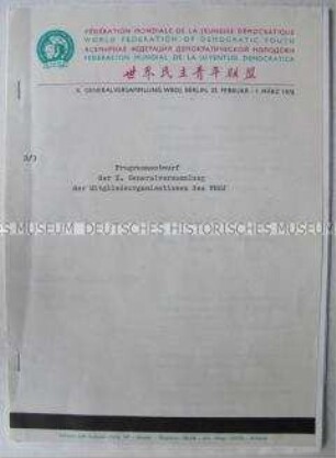 Entwurf des Programmes einer Versammlung des WBDJ in Berlin (DDR)