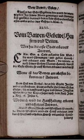 XLIII. Vom Bawen/ Gebewe/ Heusern und Betten