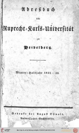 Wintersemester 1831/1832