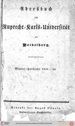 Wintersemester 1831/1832