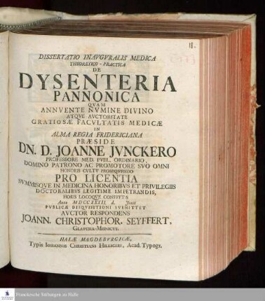 Dissertatio Inavgvralis Medica Theoretico-Practica De Dysenteria Pannonica