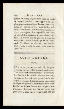 XCIIIe Lettre. Mardi.