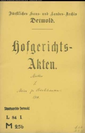 Müller, Christoph zu Herford gegen Meier zu (Nieder-) Barkhausen - Schuldforderung