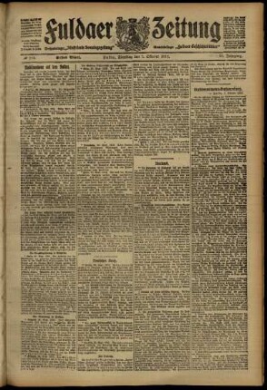 Erste Ausgabe vom Dienstag, den 01. Oktober 1912.