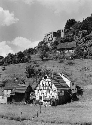 Beerfelden. Ortsteilansicht mit Burgruine Freienstein (1301/1500)