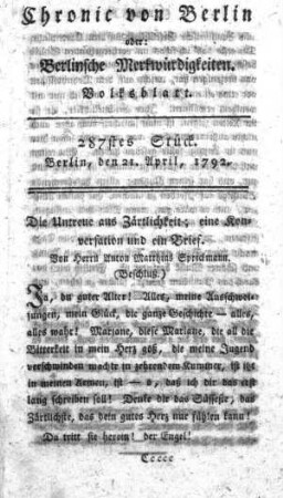 287stes Stück, Berlin, den 21. April, 1792