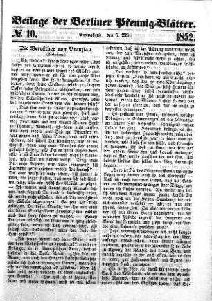 Beilage: No. 10, Sonnabend, den 6. März