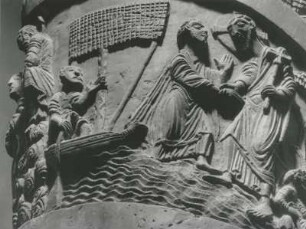 Jesus und Petrus gehen über das Meer, Bernwardsäule, Dom zu Hildesheim