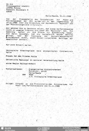 An die Presseagentur Nowosti