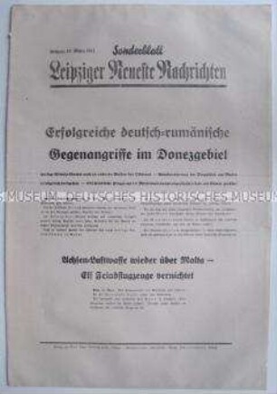 Sonderblatt der "Leipziger Neuesten Nachrichten" zum Kriegsverlauf an der Ostfront
