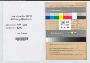 Entnazifizierung Hans Link, geb. 10.05.1903 (Lehrer)