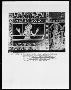 Tragaltar des heiligen Mauritius — Deckel mit Szenen aus dem Leben Christi — Auferstehung Adam