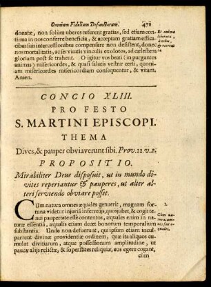 Concio XLIII. Pro Festo S. Martini Episcopi.
