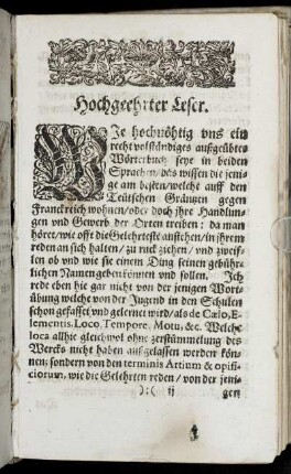 Hochgeehrter Leser.