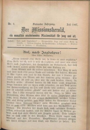Nr. 7. Siebenter Jahrgang. Juli 1907.