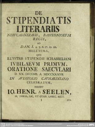 De Stipendiatis Literariis