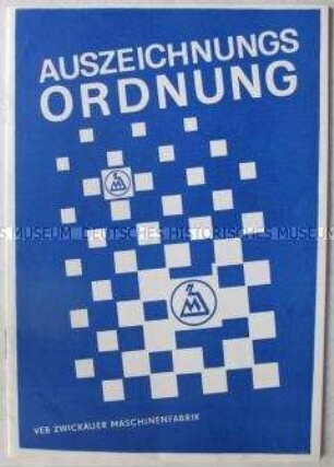 Auszeichnungsordnung des VEB Zwickauer Maschinenfabrik