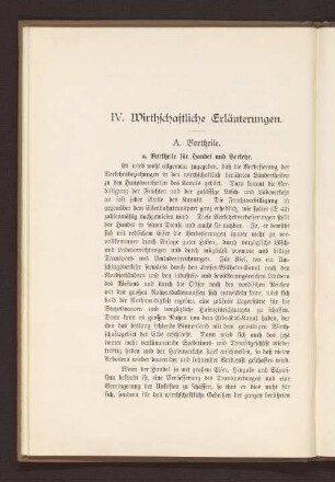 IV. Wirthschaftliche Erläuterungen.