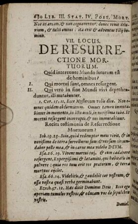 VII. Locus. De Resurrectione Mortuorum.