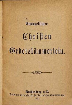 Evangelischer Christen Gebetskämmerlein