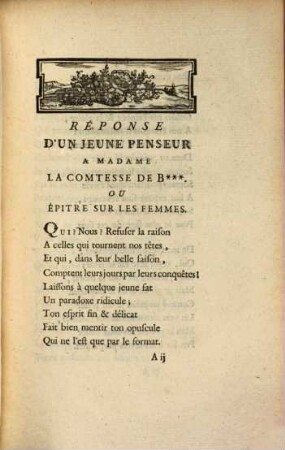 Réponse d'un jeune penseur à Mad. la comtesse de B. ...