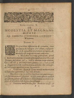 Exercitatio X. De Modestia Et Magnanimitate