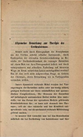 Die Behandlung der Urethralstenose nebst Angaben einer neuen Operationsmethode