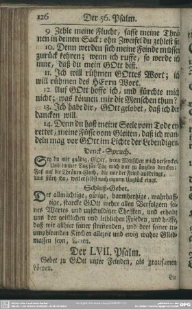 Der LVII. Psalm : Gebet zu Gott unter Feinden, als grausamen Löwen
