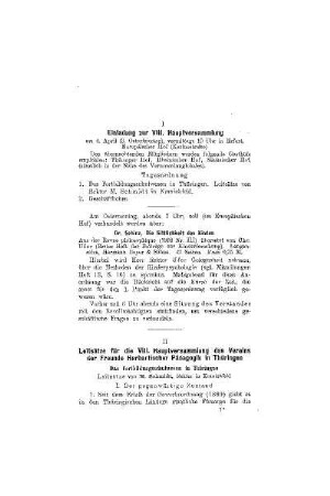 Leitsätze für die VIII. Hauptversammlung des Vereins der Freunde Herbartischer Pädagogik in Thüringen : das Fortbildungsschulwesen in Thüringen