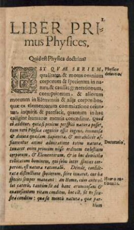 Liber Primus Physices.