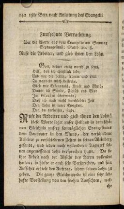 142-152, Funfzehnte Betrachtung ueber die Worte aus dem Evangelio am Sonntag Septuagesima.