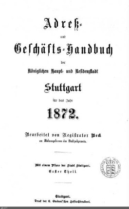 1872: Stuttgarter Adressbücher, 1872