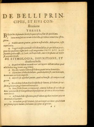 De Etymologia, Definitione, Et divisione belli.