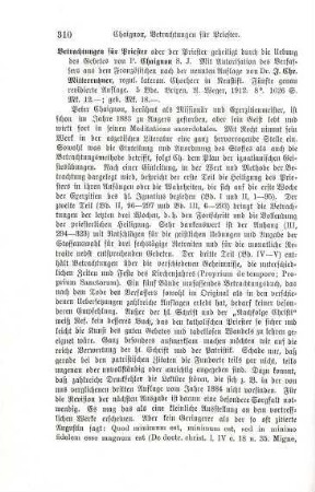 310-311 [Rezension] Chaignon, P., Betrachtungen für Priester