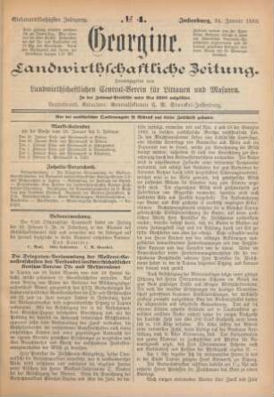 Siebenundfünfzigster Jahrgang. No. 4. Insterburg, 24. Januar 1889.