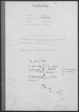 Bolheim: Pfarrbericht 1954