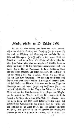 Festrede, gehalten am 15. October 1852