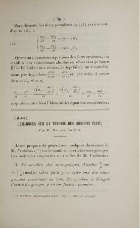 [A4 a] Remarques sur la théorie des groupes finis.