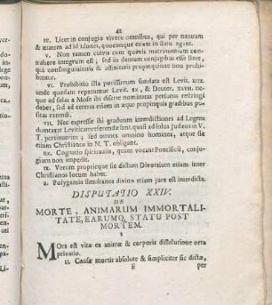 Disputatio XXIV. De Morte, Animarum Immortalitate, Earumq. Statu Post Mortem.
