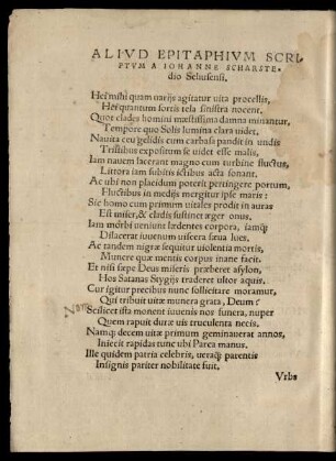 Aliud Epitaphium ...