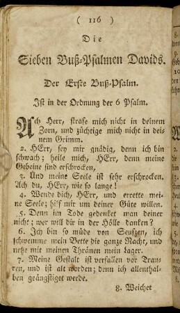 Die Sieben Buß- Psalmen Davids.