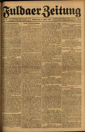 Ausgabe vom Donnerstag, den 15. April 1920.
